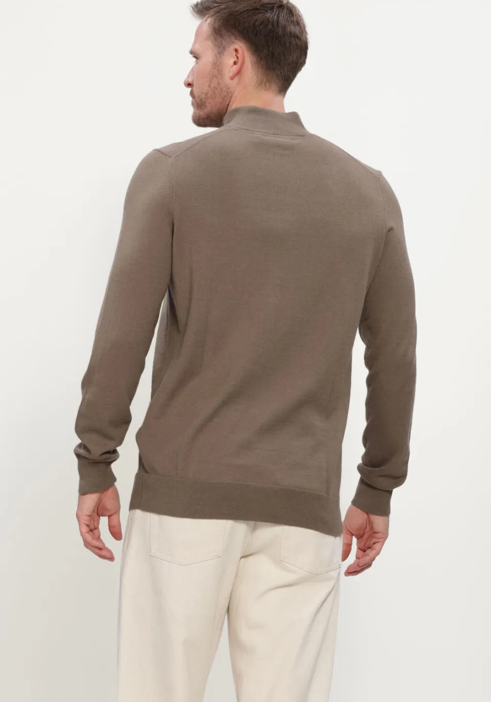 Lyle & Scott Heren Truien & Vesten Cotton Merino Quarter Zip Jumper - Bruin, foto 3