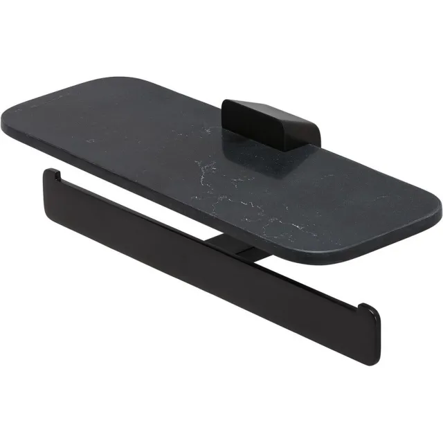 Geesa Shift dubbele toiletrolhouder zwart met planchet