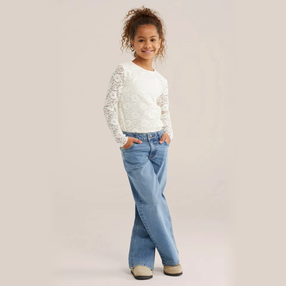 WE Fashion wide leg jeans - middelblauw medium blue denim