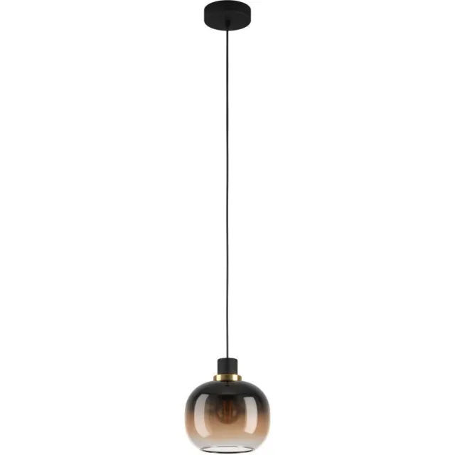 EGLO Oilella Hanglamp - E27 - 19 cm - Amber glas - Zwart|Geelkoper Zwart;Messing;Zwart;Bruin;Transparant;