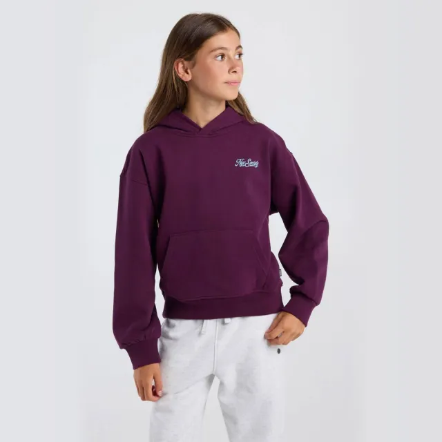 America Today hoodie met backprint - aubergine