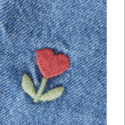 NAME IT MINI gebloemde mom jeans met borduursels - mediumblauw, foto 4
