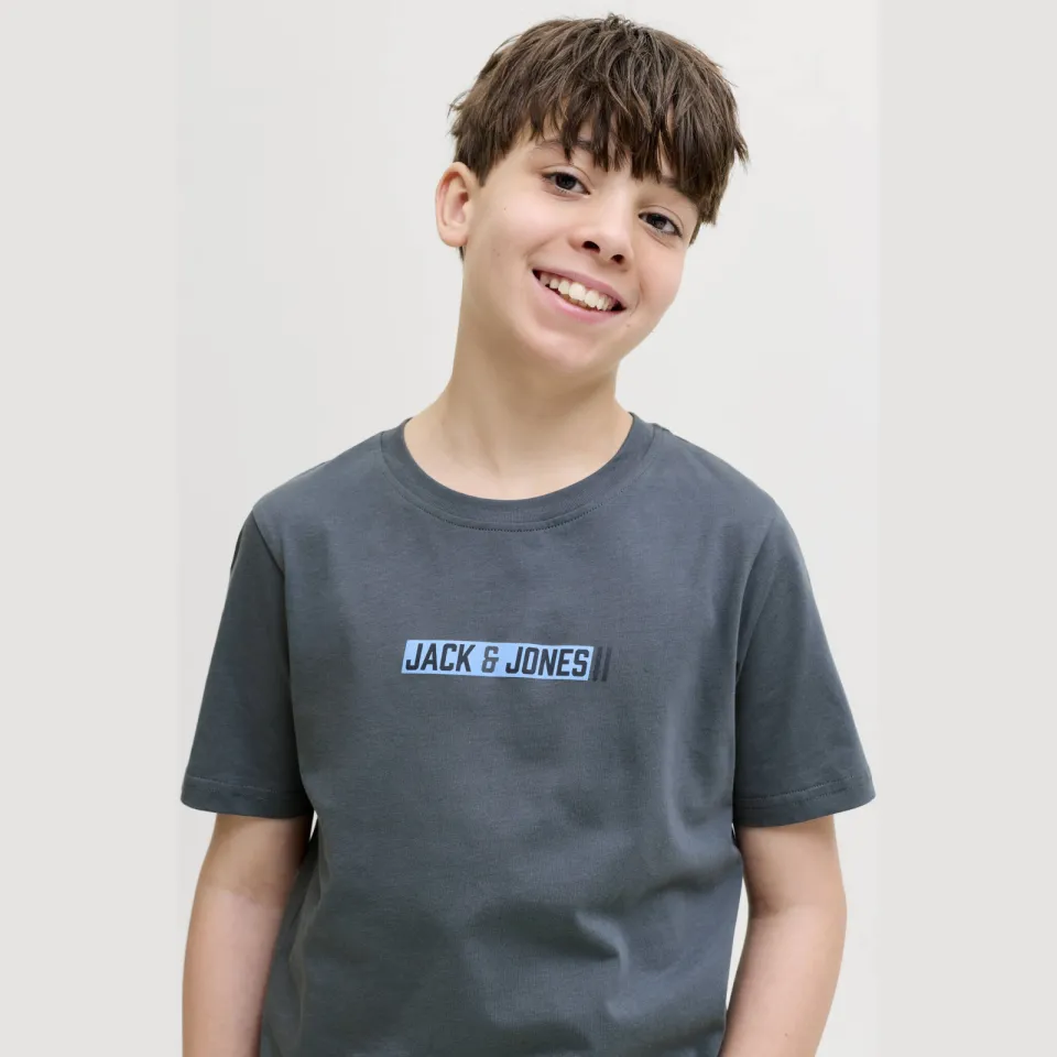 Jack & Jones rechtvallend T-shirt met logo grijsblauw, foto 4