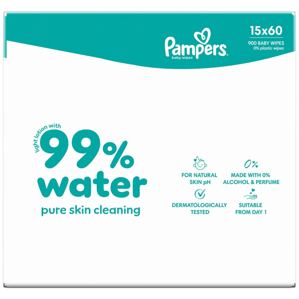 Pampers 99% Water billendoekjes - 15 x 60 doekjes