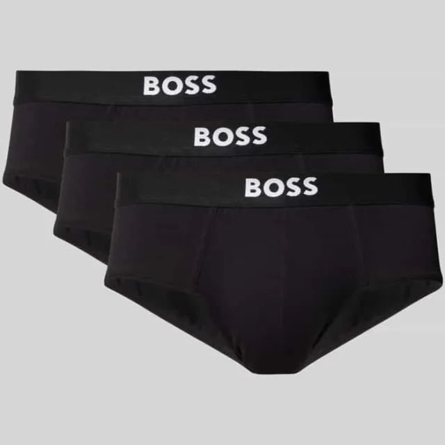 Boss Slip met elastische band met logo in een set van 3 stuks, model 'ONE' Zwart