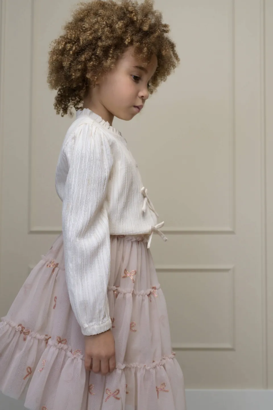 Le Chic korte tule rok met strikjesprint glitters lichtzand