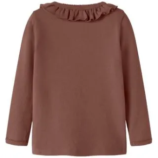 Lil' Atelier longsleeve met ruches bruin, foto 3