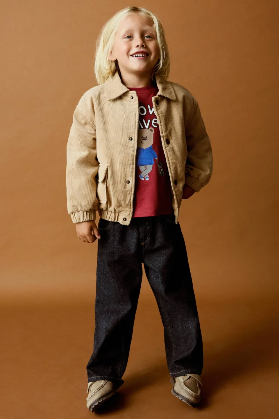 Mango Kids corduroy jas lichtbruin, foto 4
