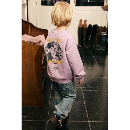 Daily7 oversized sweater met backprint - paars, foto 4