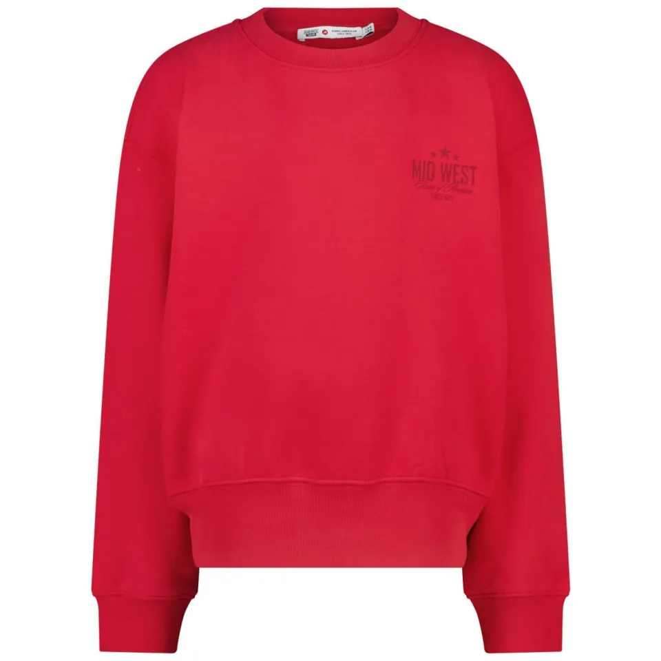 America Today sweater met studs, backprint en tekst - rood, foto 2