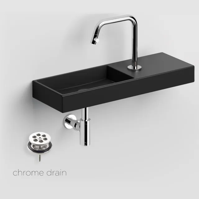 Clou Fonteinset Clou Mini Wash Me Incl. Toebehoren 7x56 Cm Mat Zwart