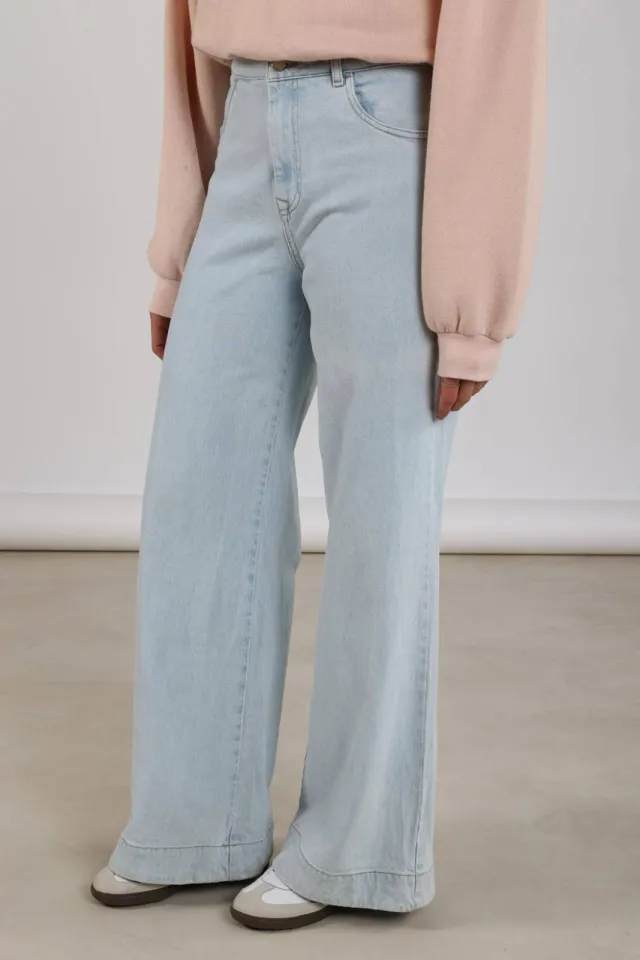 NUKUS high waist wide leg jeans light blue denim, foto 3
