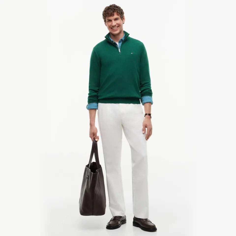 Tommy Hilfiger gebreide trui met kasjmier - groen Ornamental Green Heather
