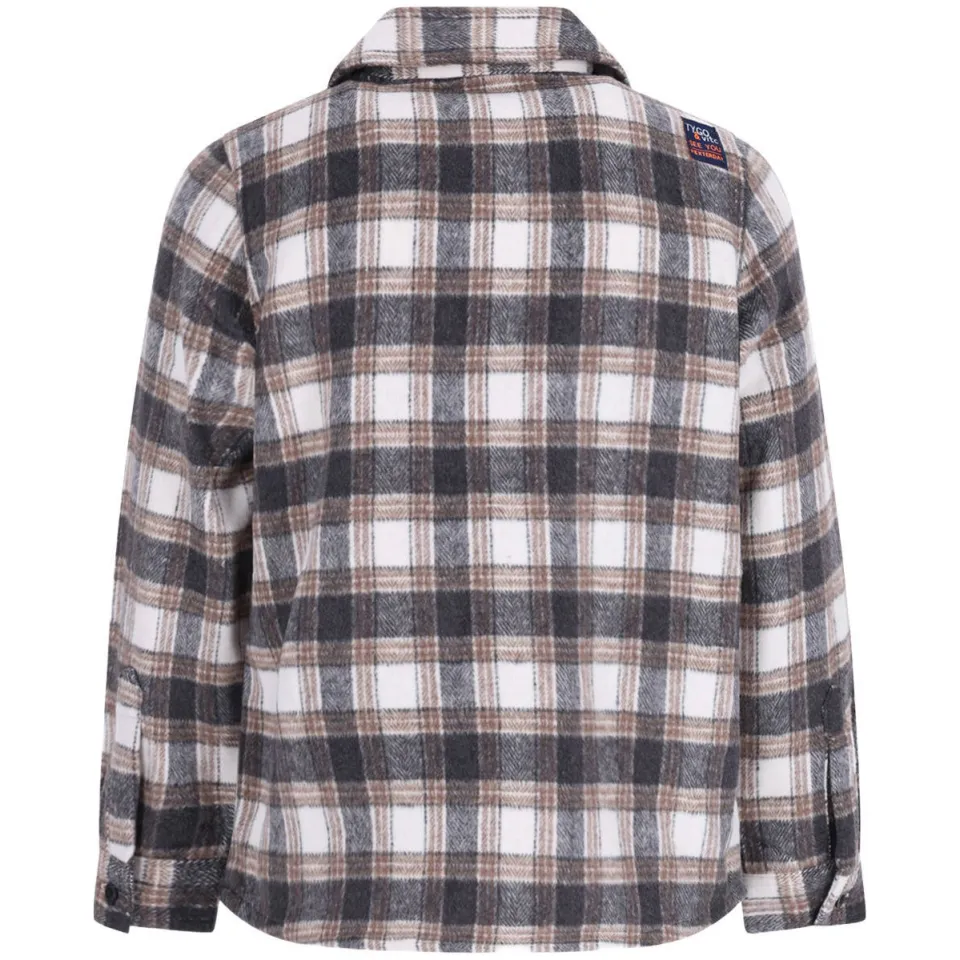 TYGO & vito flanel geruit casual overhemd - beige/grijs/bruin, foto 3