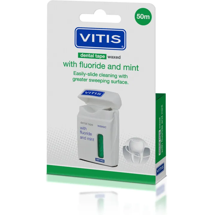 Vitis waxed dental tape met fluoride en mint, foto 4