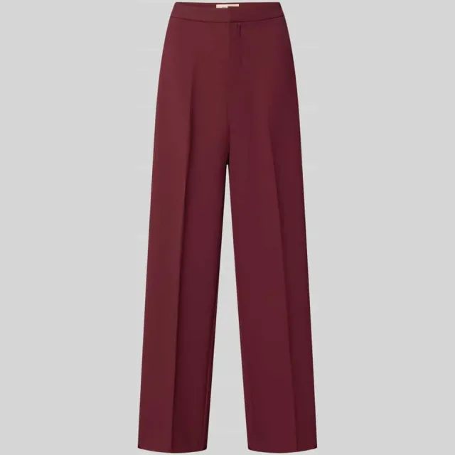 Mos Mosh wide fit broek met persplooien model 'Leya' bordeaux, foto 2
