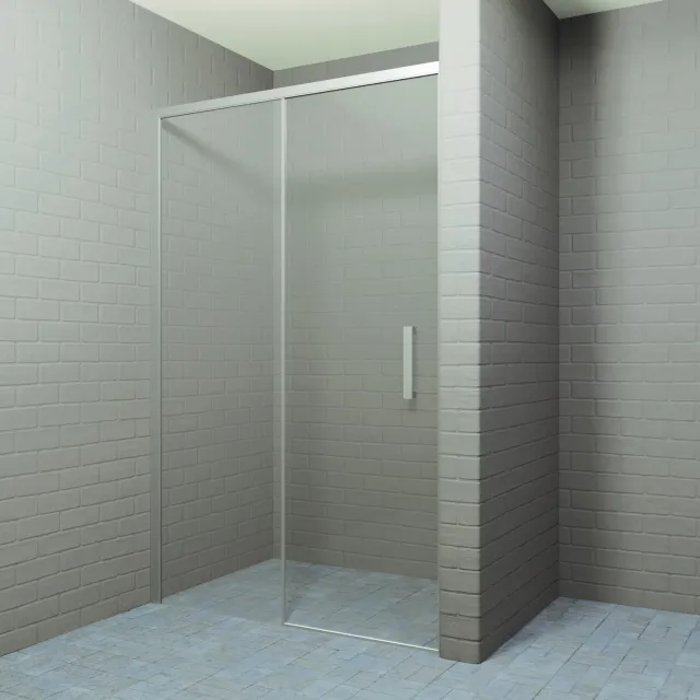 Boss & Wessing Nisdeur BWS Linea met Vast Paneel 120x200 cm 8 mm Soft Close NANO Glas RVS Look