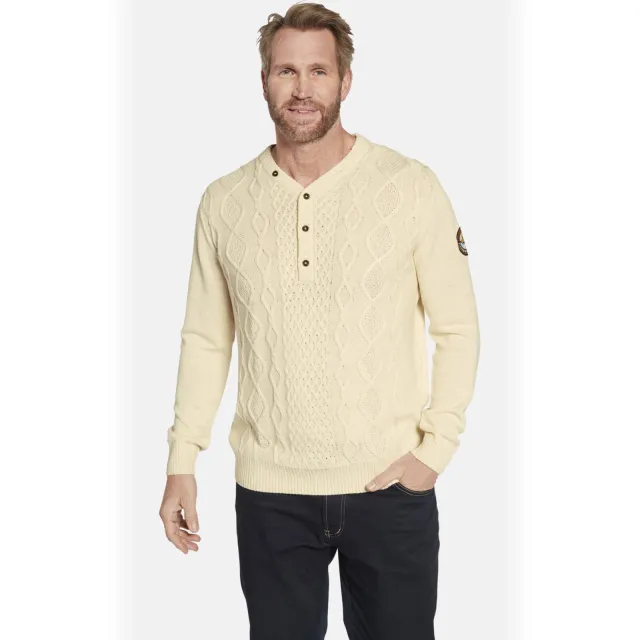 Jan Vanderstorm +FIT Collectie Plus Size katoenen oversized gebreide trui - ecru beige