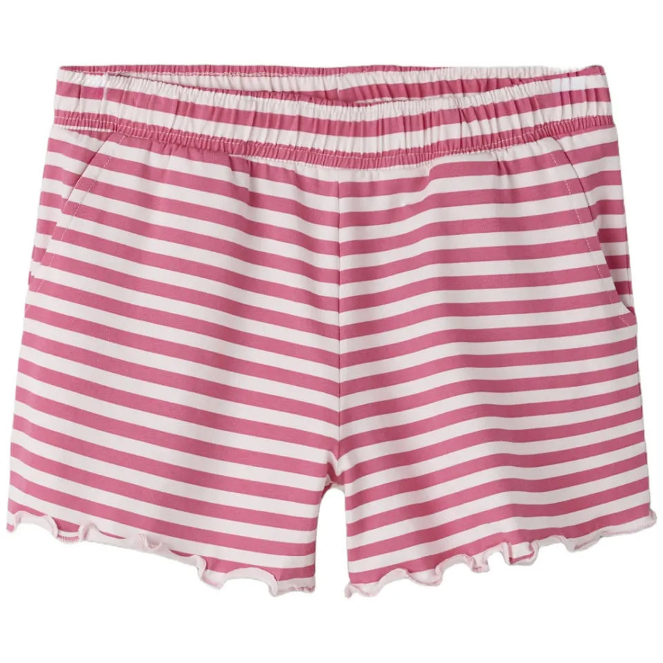 NAME IT KIDS korte broek roze gestreept Roze/wit