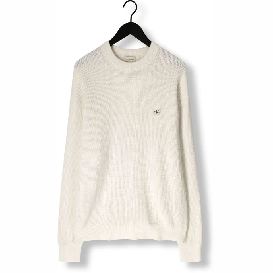 Calvin Klein Heren Truien & Vesten Ls Ez Cotton Waffle Crewnk Swtr 9 - Ecru, foto 2