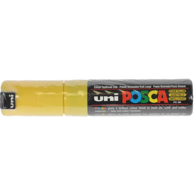 Posca marker met schuine punt schrijfdikte breed strogeel