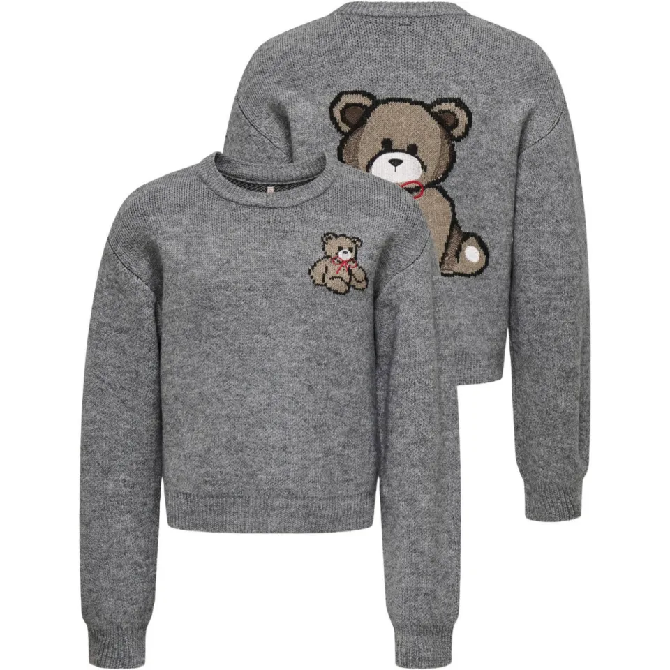 KIDS ONLY GIRL trui met backprint grijs melange gebreid, foto 6