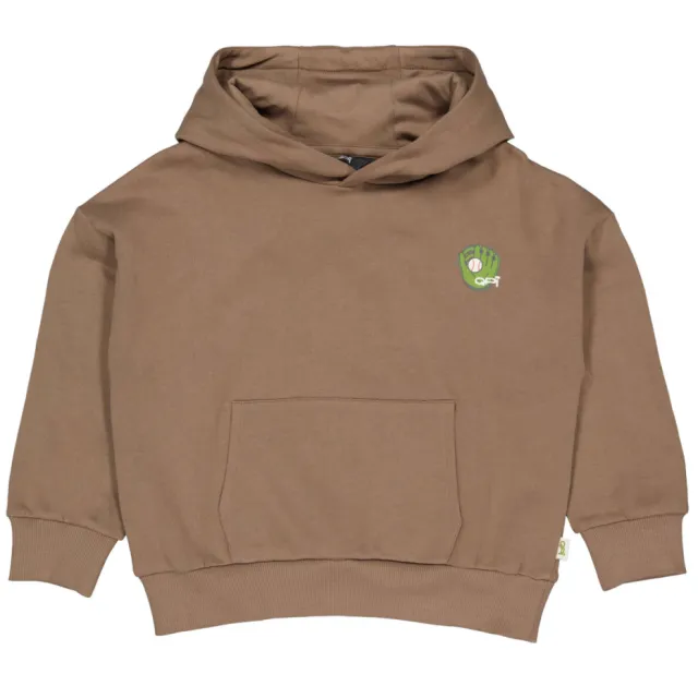 QPI hoodie met backprint - bruin