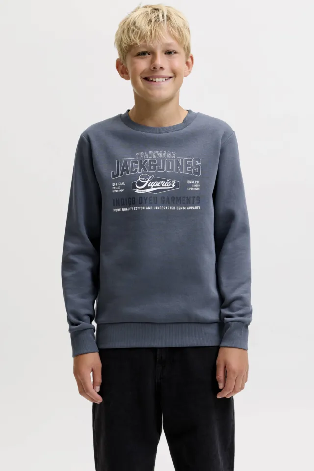Jack & Jones JUNIOR sweater met logo - grijsblauw