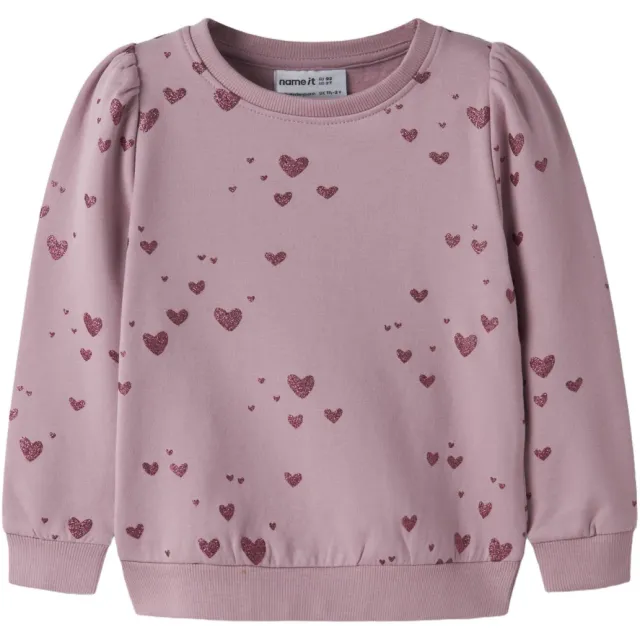 NAME IT MINI sweater met hartjes - lila