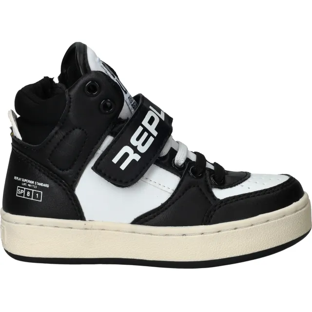 Replay Cobra Kid 4 hoge sneaker zwart-wit