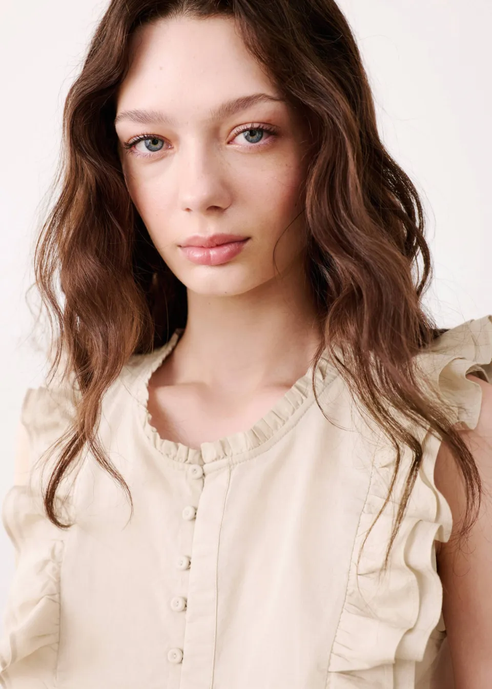 Mango Teen blousetop met ruches beige, foto 3