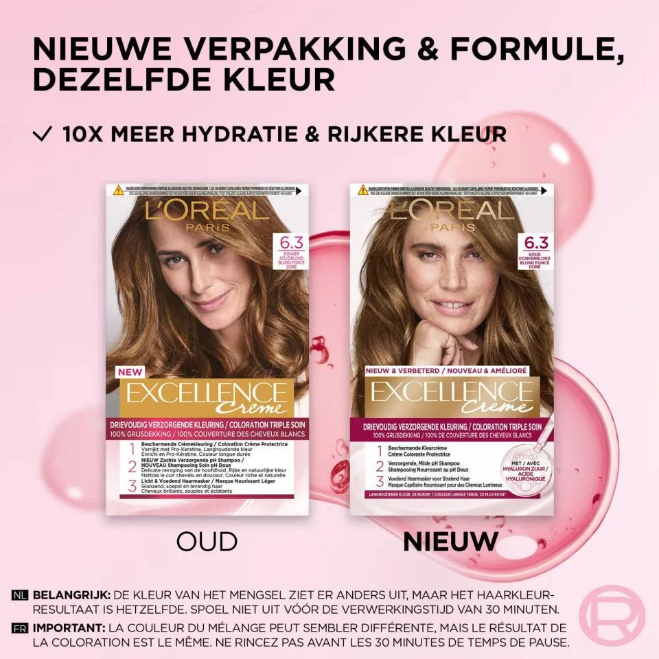 L'oréal Excellence Crème haarkleuring 6.3 donker goudblond, foto 6