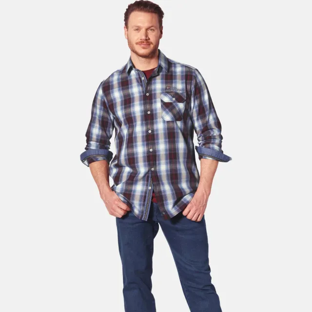 Jan Vanderstorm casual overhemd multi Rood/blauw