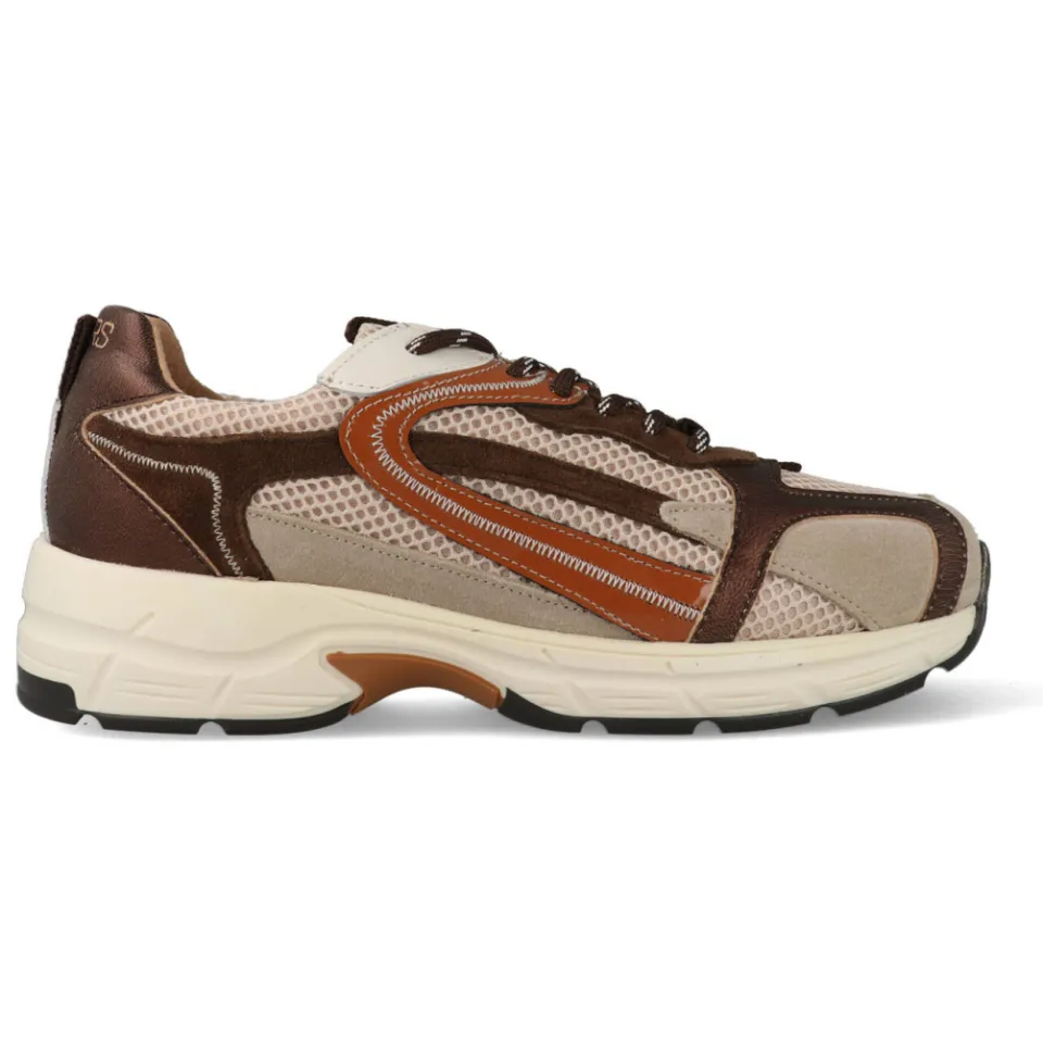DWRS Neya leren sneakers - beige/donkerbruin, foto 2