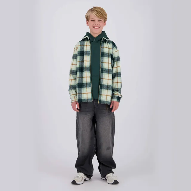 Raizzed geruit overshirt - donkergroen Donkergroen/ecru/bruin