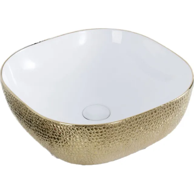Best Design Waskom Best Design Royal Gold Opbouw Keramiek 42.5x14.5 cm Messing Goud