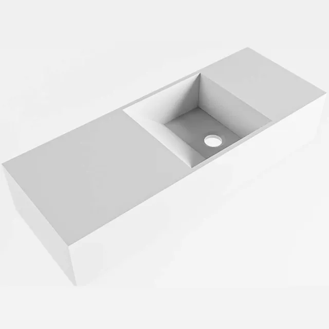 Fontein Mondiaz Tyne 60 cm Solid Surface Positie Rechts Zonder Kraangat Talc, foto 2