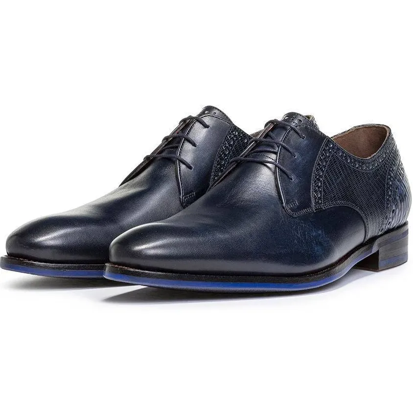 Floris Van Bommel De Stapper 39.26 leren veterschoenen donkerblauw, foto 4