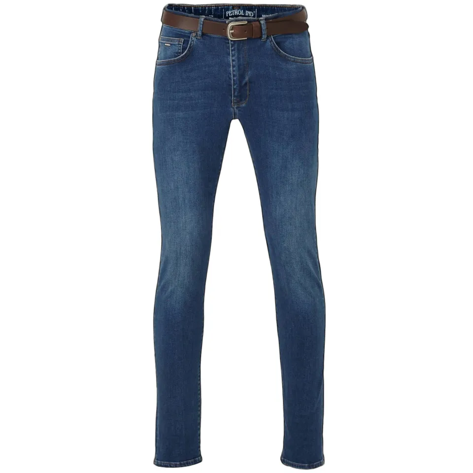 Petrol Industries slim fit jeans SEAHAM met riem medium blue, foto 2