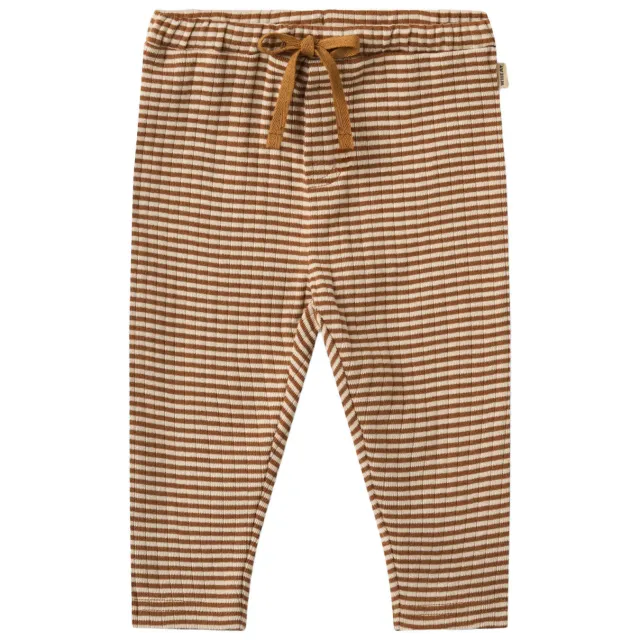 Wheat katoenen gestreepte babybroek bruin/beige, foto 2