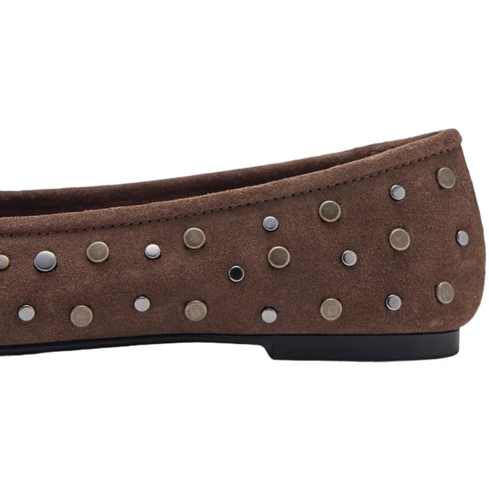 Mango TEEN suède ballerina's met studs - bruin, foto 7