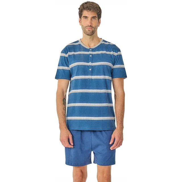 J&J Brothers JJB21 pyjamaset korte mouwen grijs Blauw