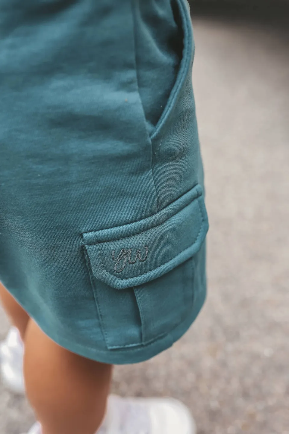 Your Wishes regular waist sweatshort grijsgroen, foto 5