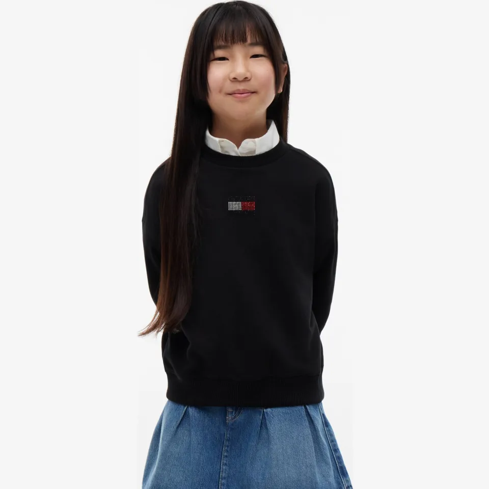 Tommy Hilfiger sweater met print en strass-steentjes - zwart, foto 3