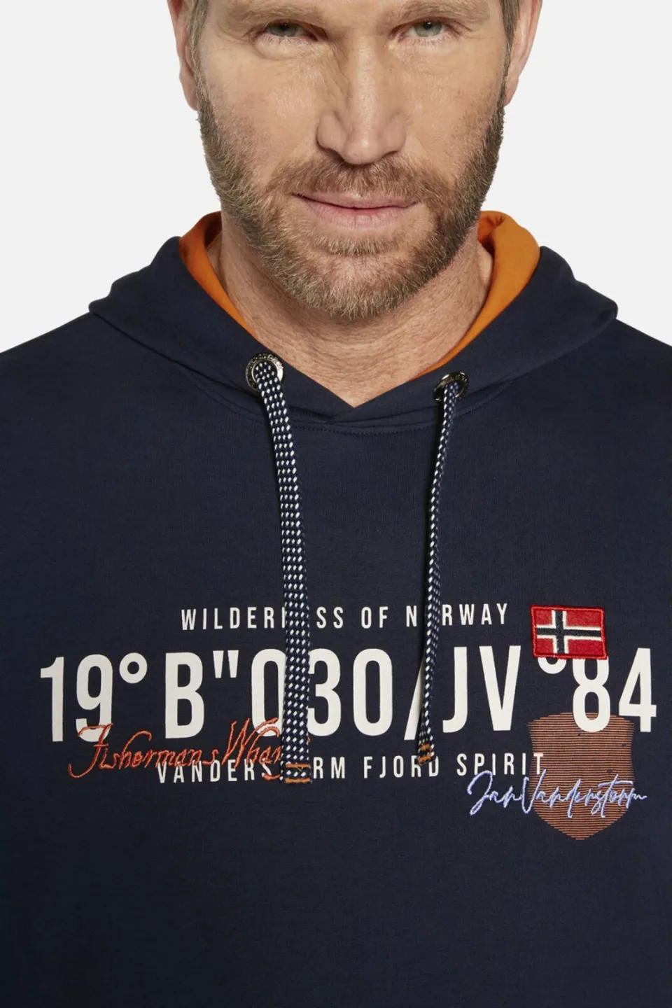 Jan Vanderstorm +FIT Collectie hoodie JORRIT Plus Size met printopdruk donkerblauw, foto 6