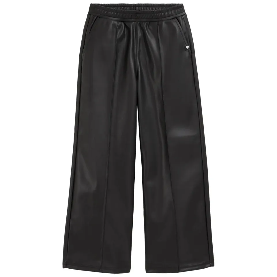 WE Fashion imitatieleren straight leg coated broek zwart, foto 2