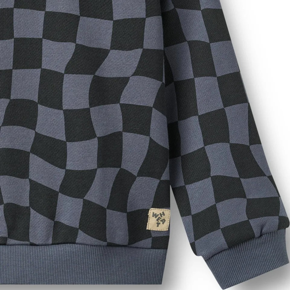 Wheat rechtvallende geruite sweater - antraciet/zwart, foto 5