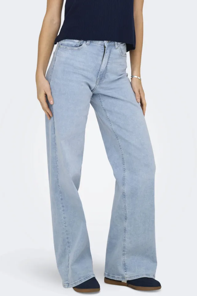 JDY high waist wide leg jeans light blue denim, foto 5
