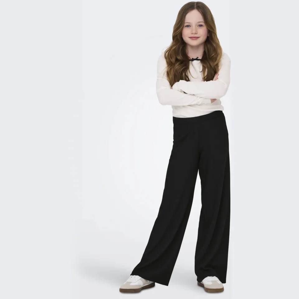 Only Kids Girl wide leg casual broek zwart