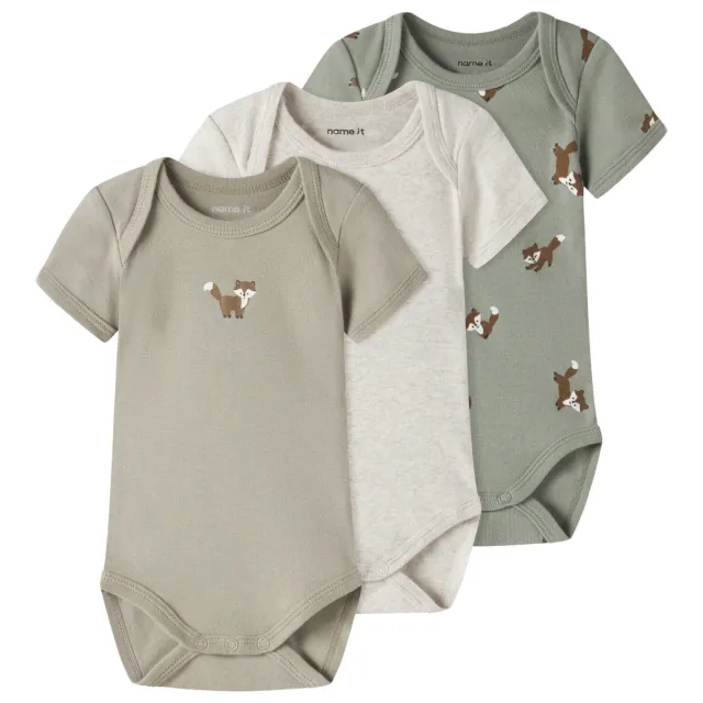 NAME IT BABY romper - bruin/groen/grijs (set van 3), foto 2